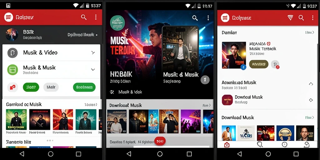 Screenshot aplikasi 93337 menampilkan antarmuka pengunduhan musik yang menarik.