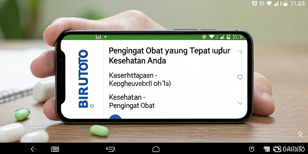Antarmuka utama BIRUTOTO menampilkan pengingat obat yang jelas dan mudah digunakan.