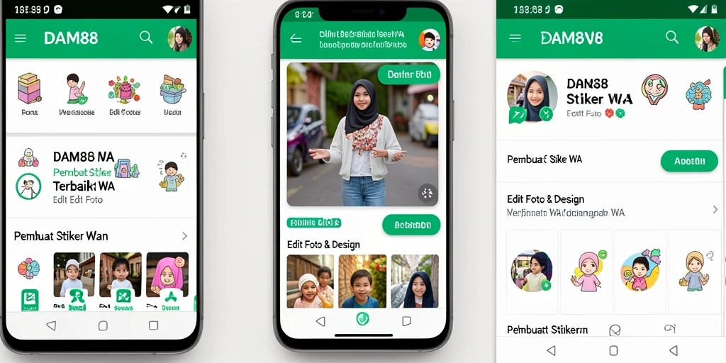 Tampilan utama aplikasi DAM88 untuk membuat stiker WhatsApp.