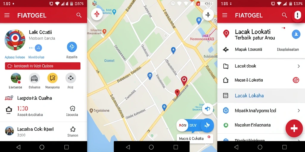 Antarmuka FIATOGEL menampilkan fitur Lacak Lokasi yang intuitif.
