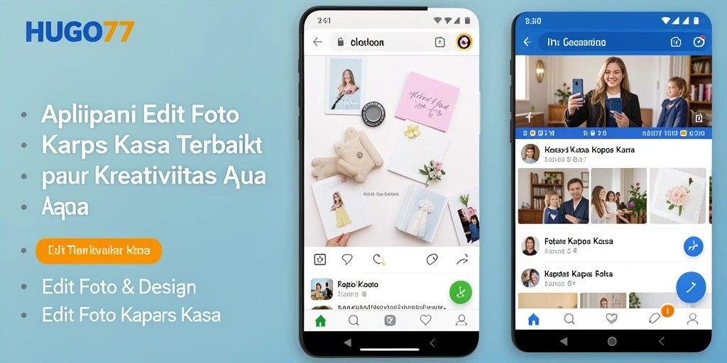 Screenshot HUGO77 menampilkan antarmuka pengeditan foto kertas kaca yang sederhana dan menarik.