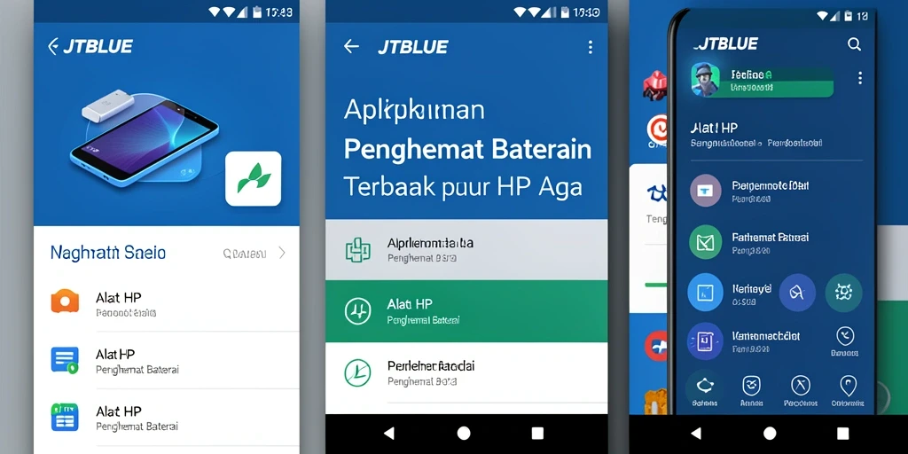 Tampilan antarmuka utama JTBLUE untuk penghematan baterai.
