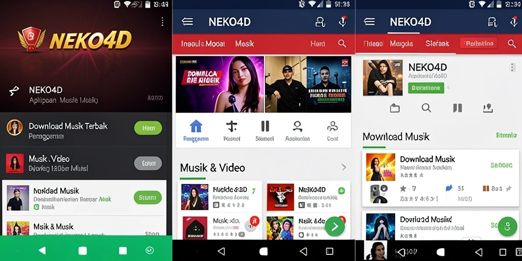 Tampilan antarmuka aplikasi NEKO4D untuk Download Musik yang menarik dan mudah digunakan.