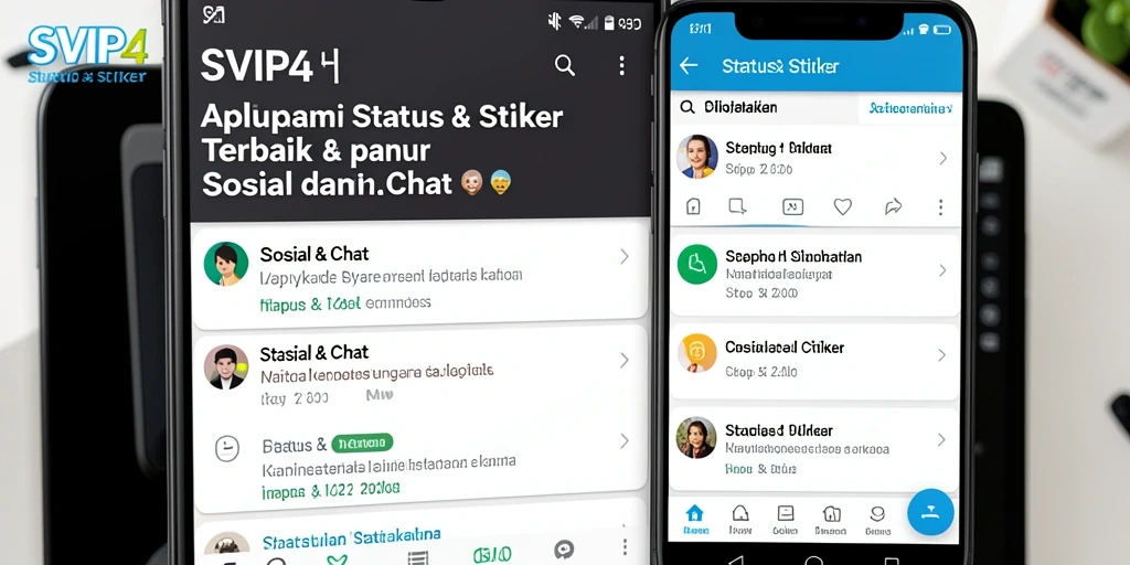 Tampilan antarmuka SVIP4 dengan stiker dan status yang menarik.